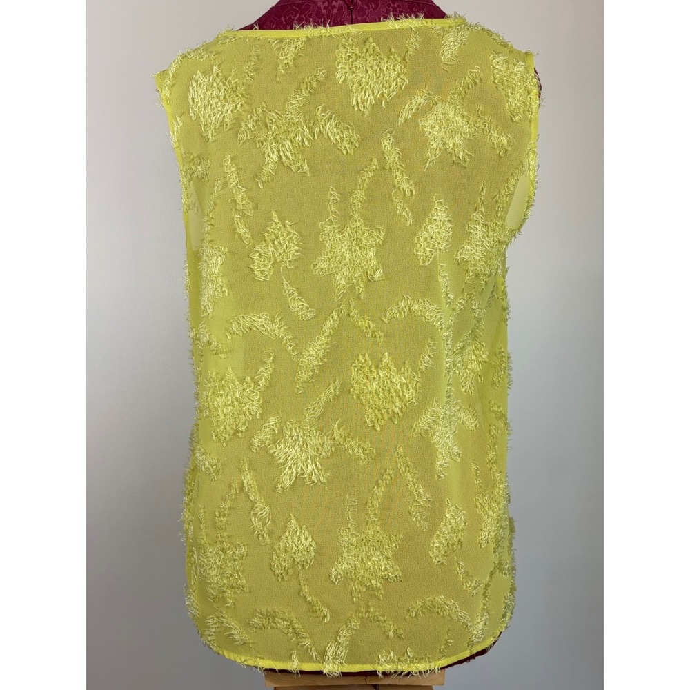 LA Design Fashion Duster Tank Set Medium Chartreuse Sheer Artsy Maxi Cardigan - Picture 9 of 9